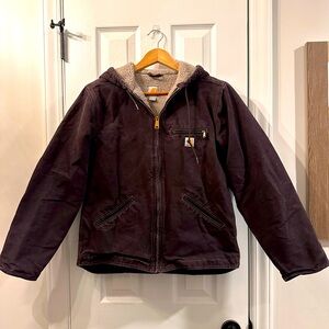 CARHARTT WOMENS SHERPA LINED JACKET - LOOSE FIT - WASHED DUCK - COLOR BLACKBERRY